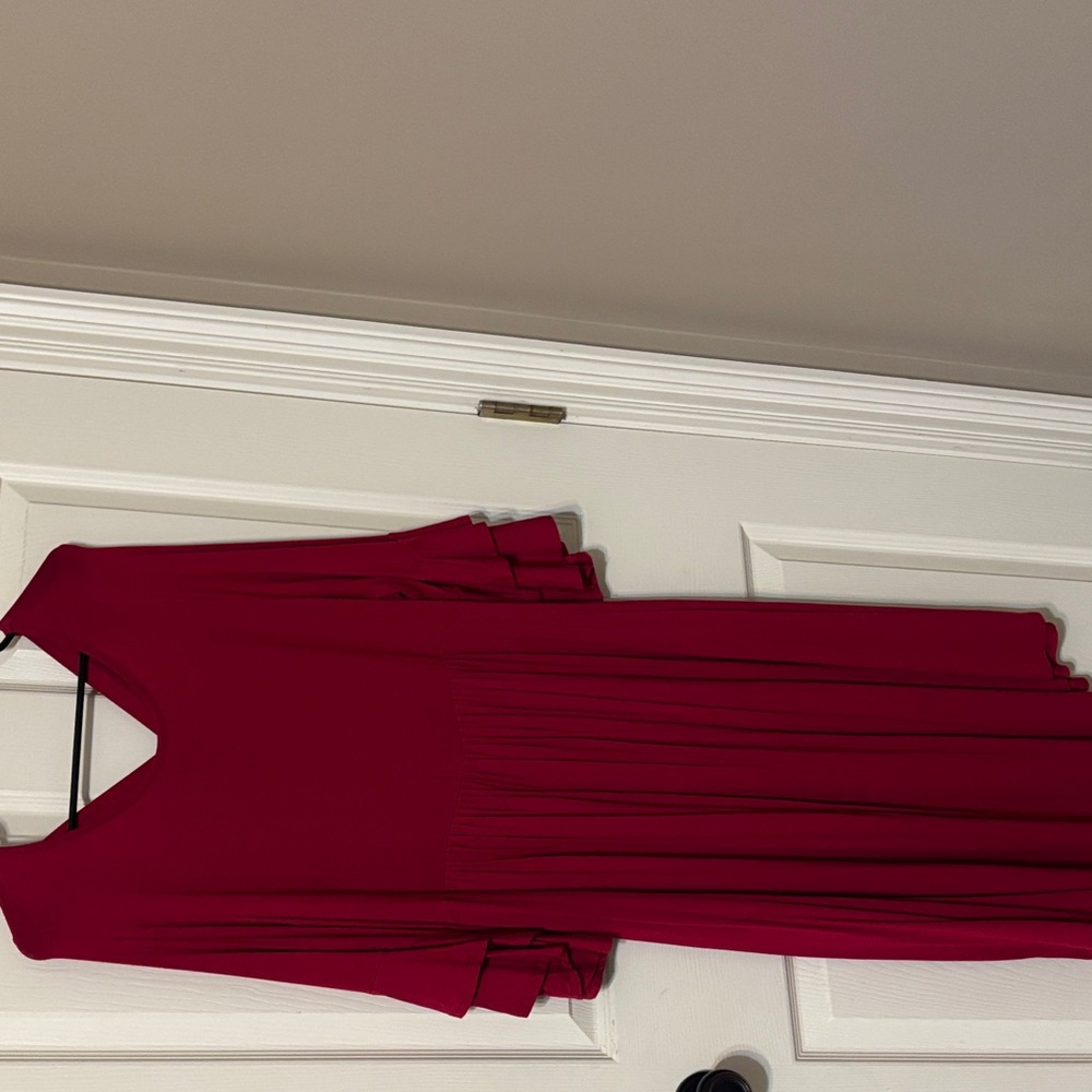 Emerald Deep Red Long Sleeve Dress